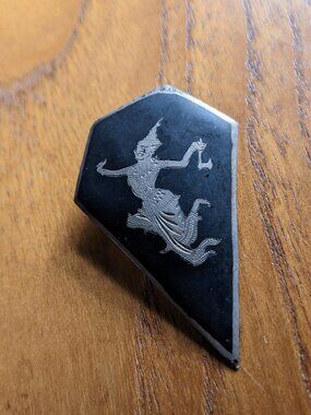 Vintage SIAM STERLING Silver Niello DRESS SCARF MONEY CLIP | Thai Apsara Dancer